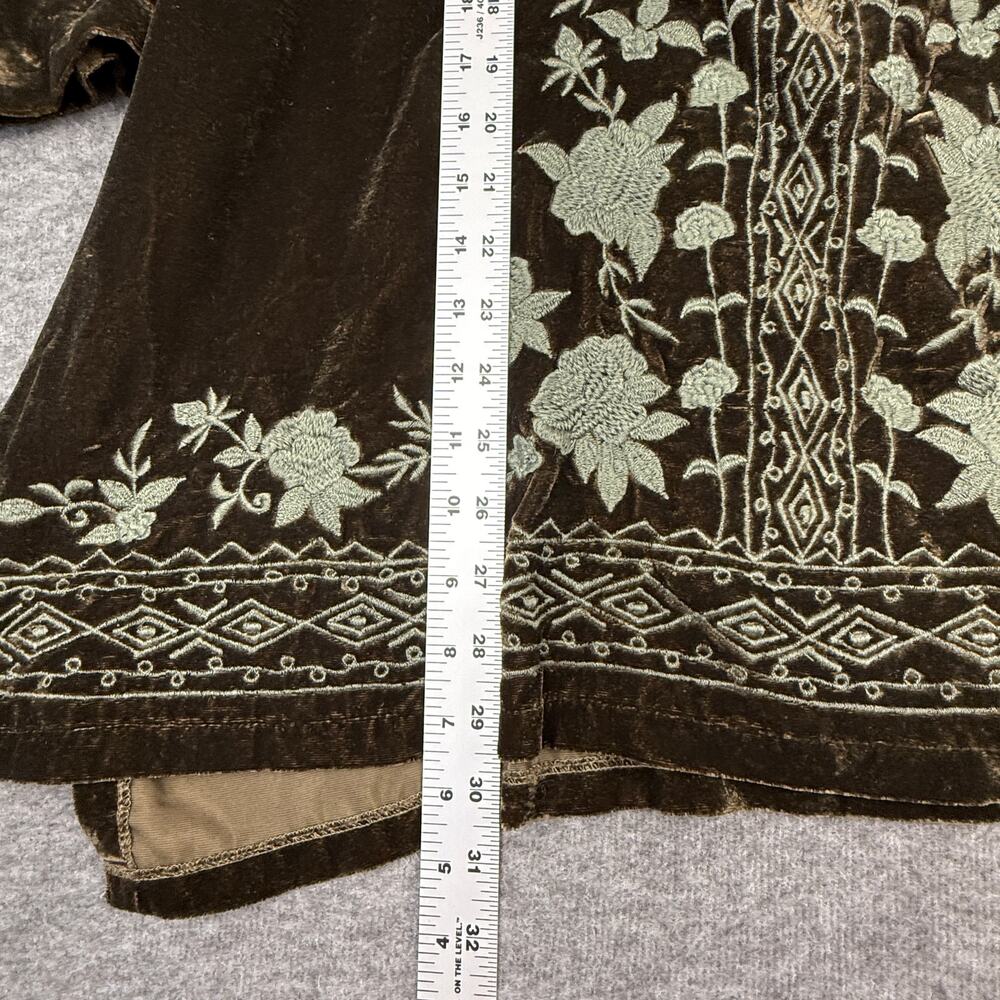 Kyla Seo Embroidered Velvet Tunic Top Women's Large Floral Boho Relaxed Flowy - Picture 8 of 14